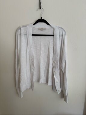 LOFT White Lightweight Open-Front Cardigan
